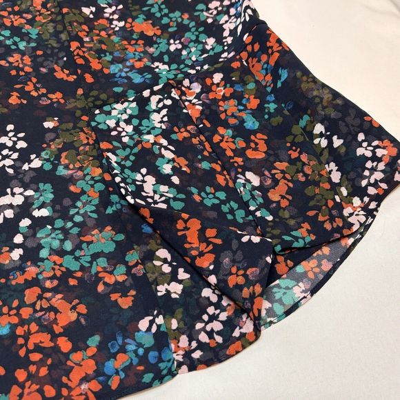 Ellen Tracy Sleeveless Blouse Medium Floral Sheer Pleated Ruffle NEW - Picture 7 of 10